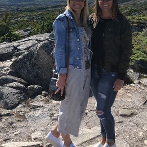 Zara jumpsuit in pale green and cream stripe S